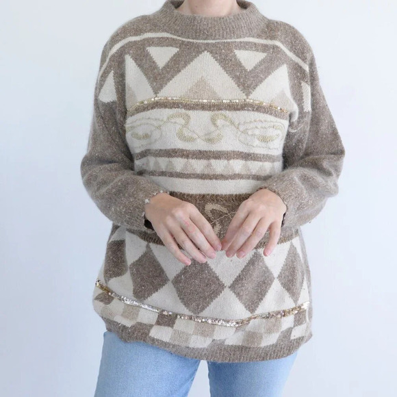 Vintage 80 Principles Petite Cream Knit 55% Silk 10% Angora 2% Wool Sweater L - Picture 2 of 12